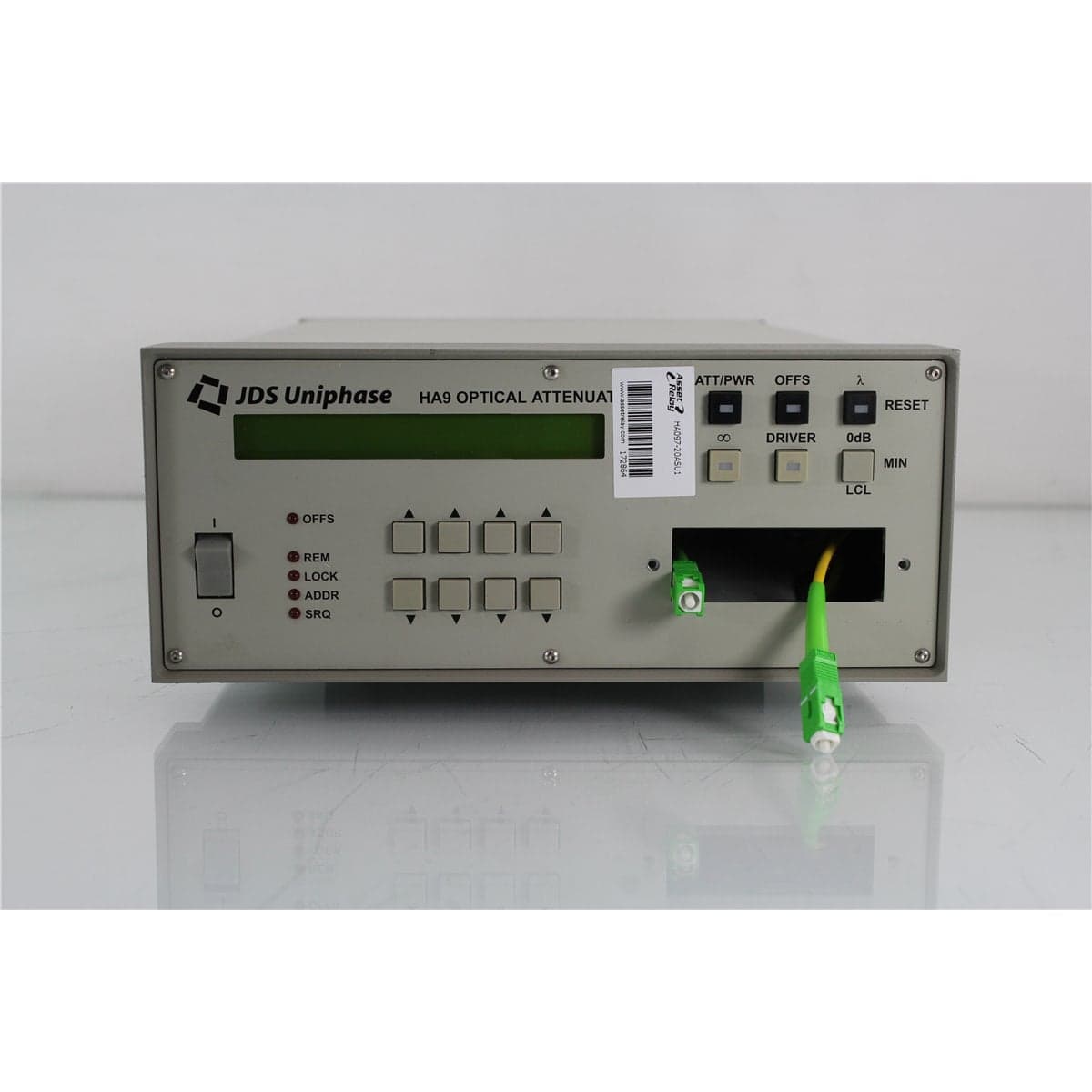JDS Uniphase HA097+20ASU1 HA9 9/125 Optical Attenuator with SC/APC Front Bulkheads