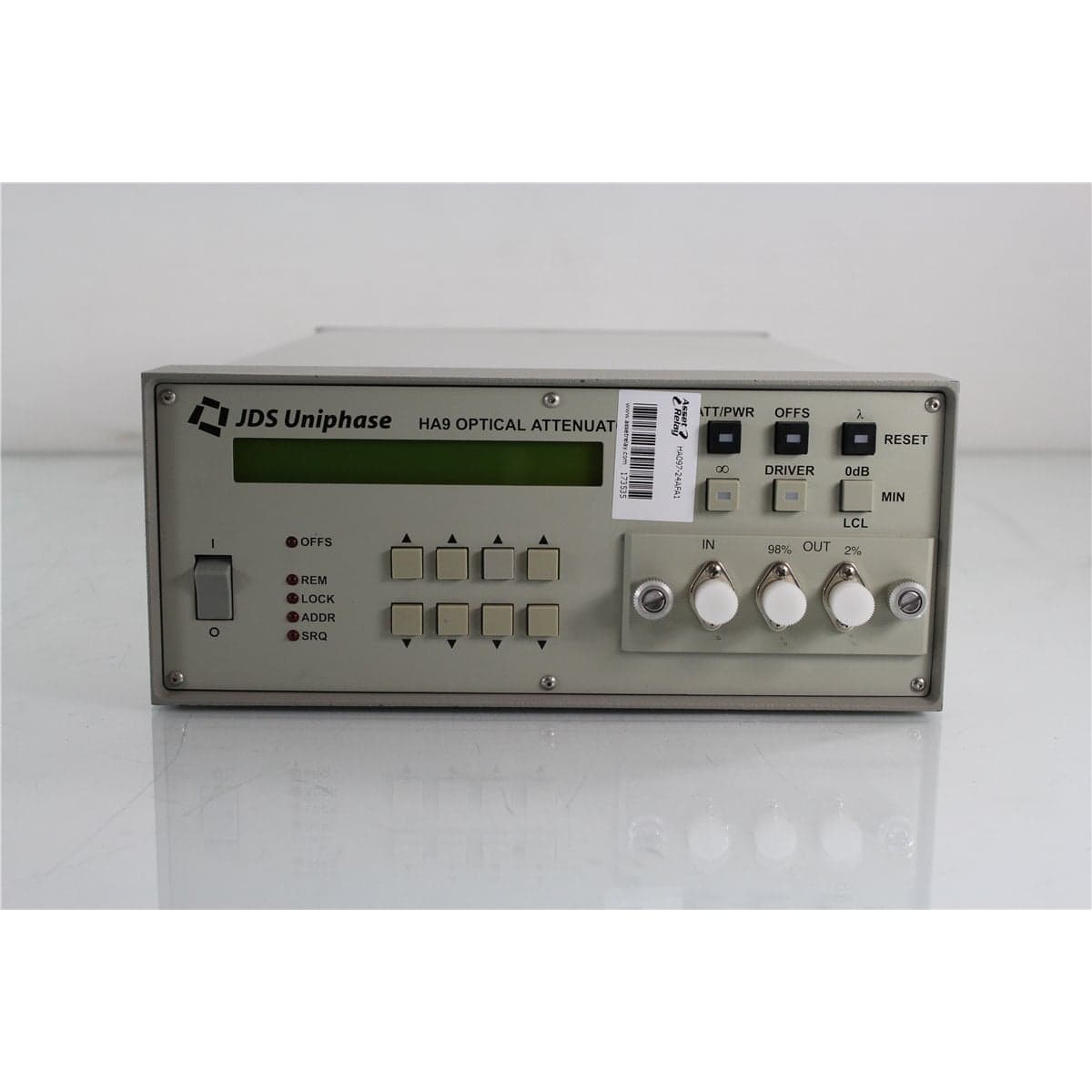 JDS Uniphase HA097+24AFA1 HA9 9/125 Optical Attenuator with 2/98 Coupler and FC/APC Front Bulkheads
