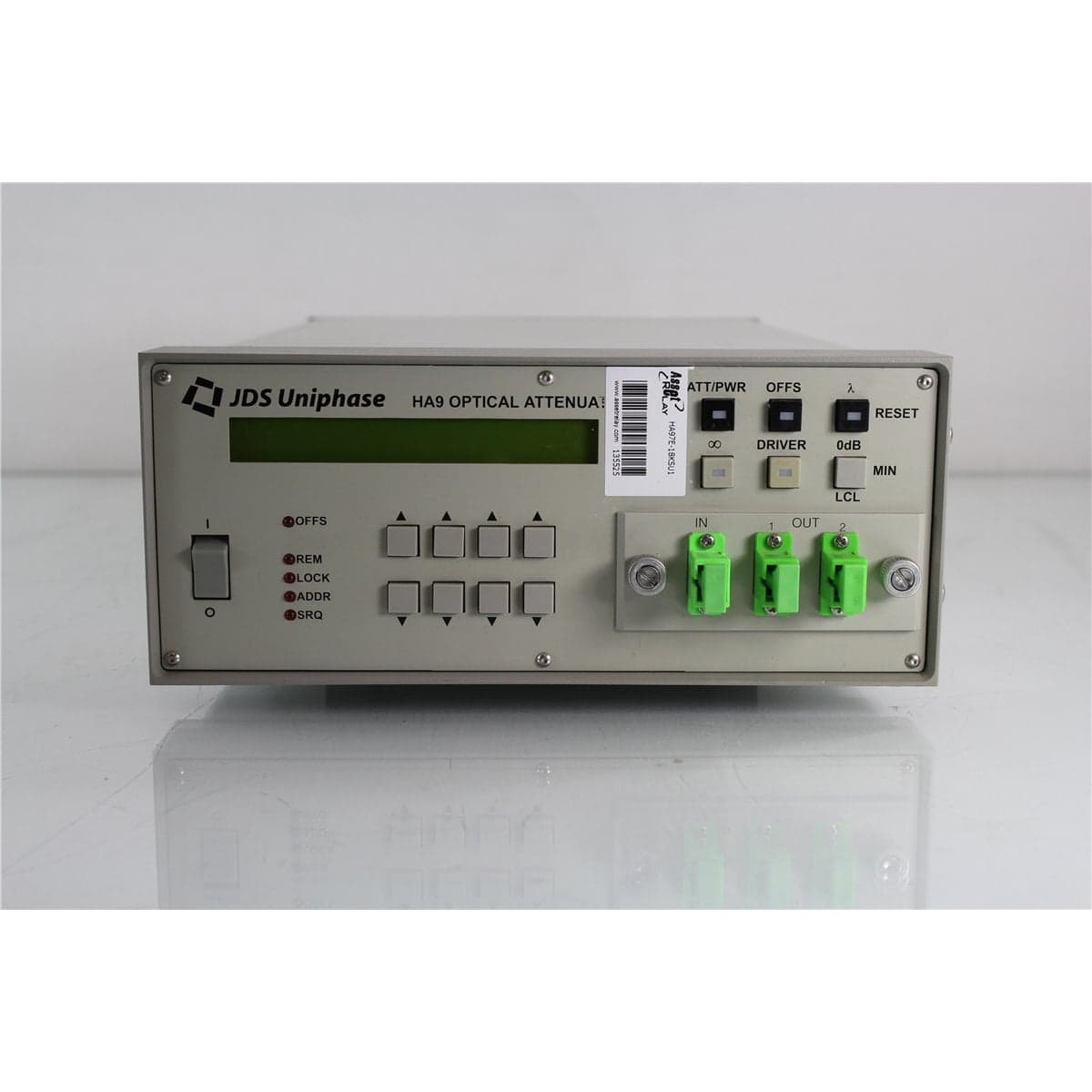 JDSU HA97E-18KSU1 HA9 9/125 Single-Mode Programmable Optical Attenuator with 1:2 Switch and SC/APC Front Bulkheads
