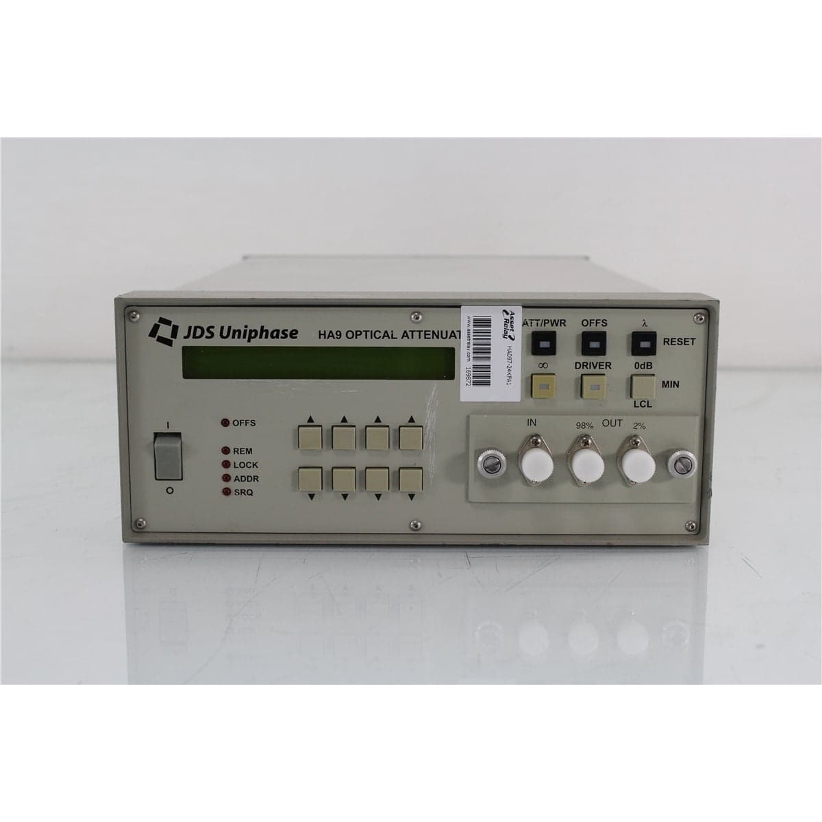 JDS Uniphase HA097+24KFA1 HA9 9/125 Optical Attenuator with 2/98 Coupler and FC/APC Front Bulkheads